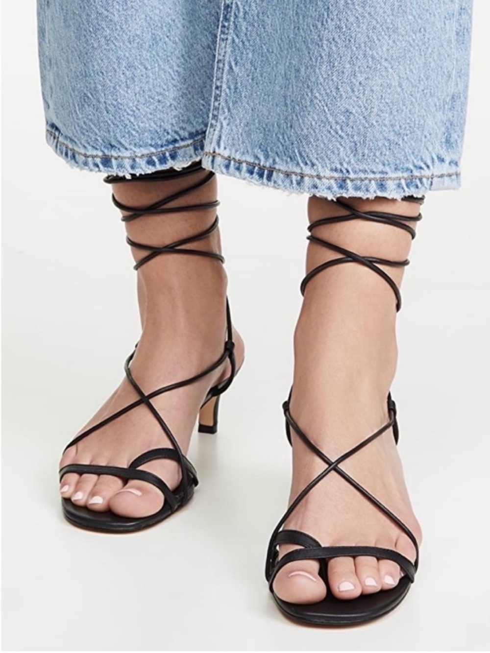 NIB Villa Rouge Black Strappy Lace-Up Women's Sandal Size 6.5
